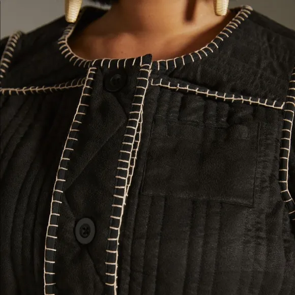 ✨ Anthropologie Quilted Puff-Sleeve Jacket Sz MP