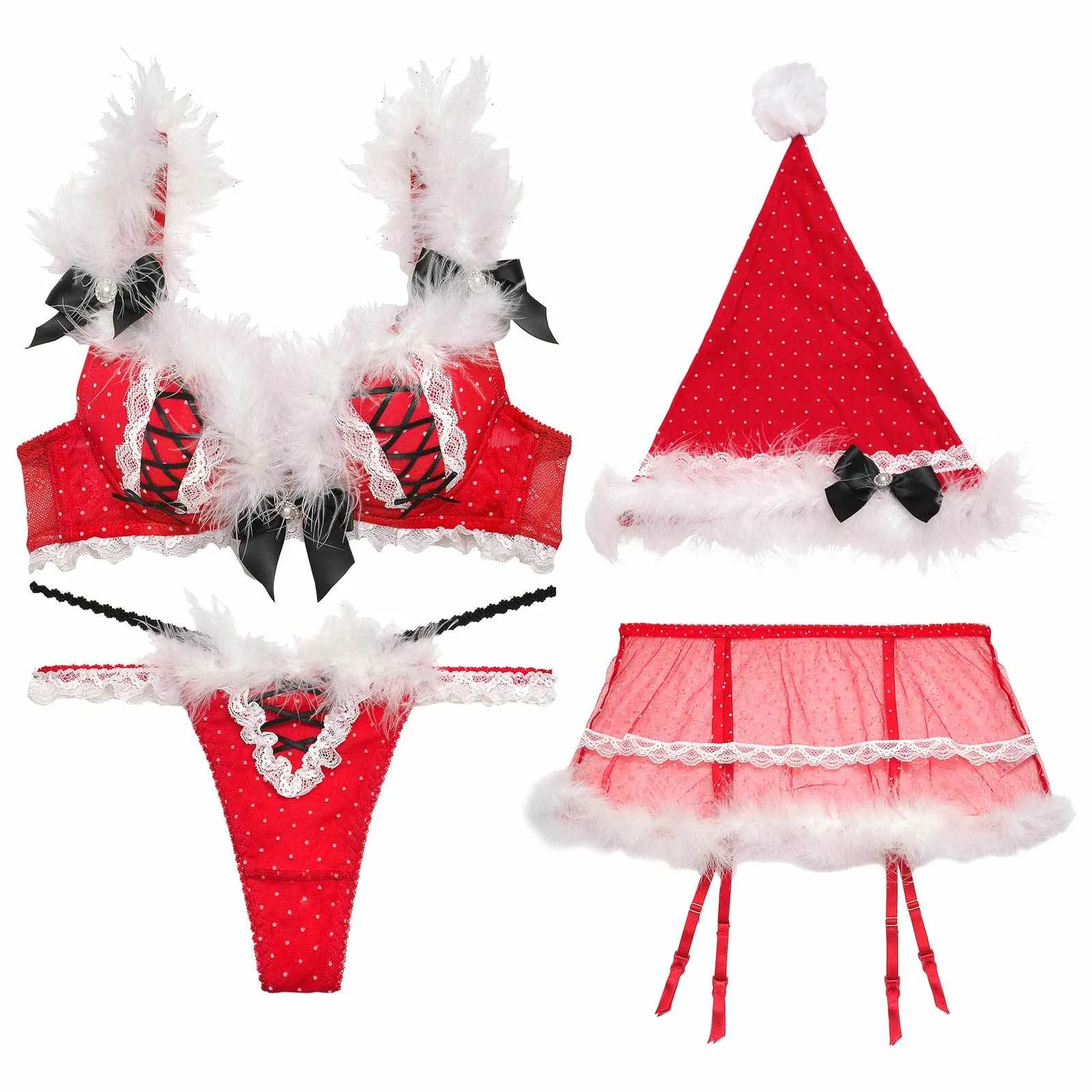 【明日花キララプロデュース-WhipBunny】Feather Dot Ribbon Santa Costume / フェザードットリボンサンタコスチューム