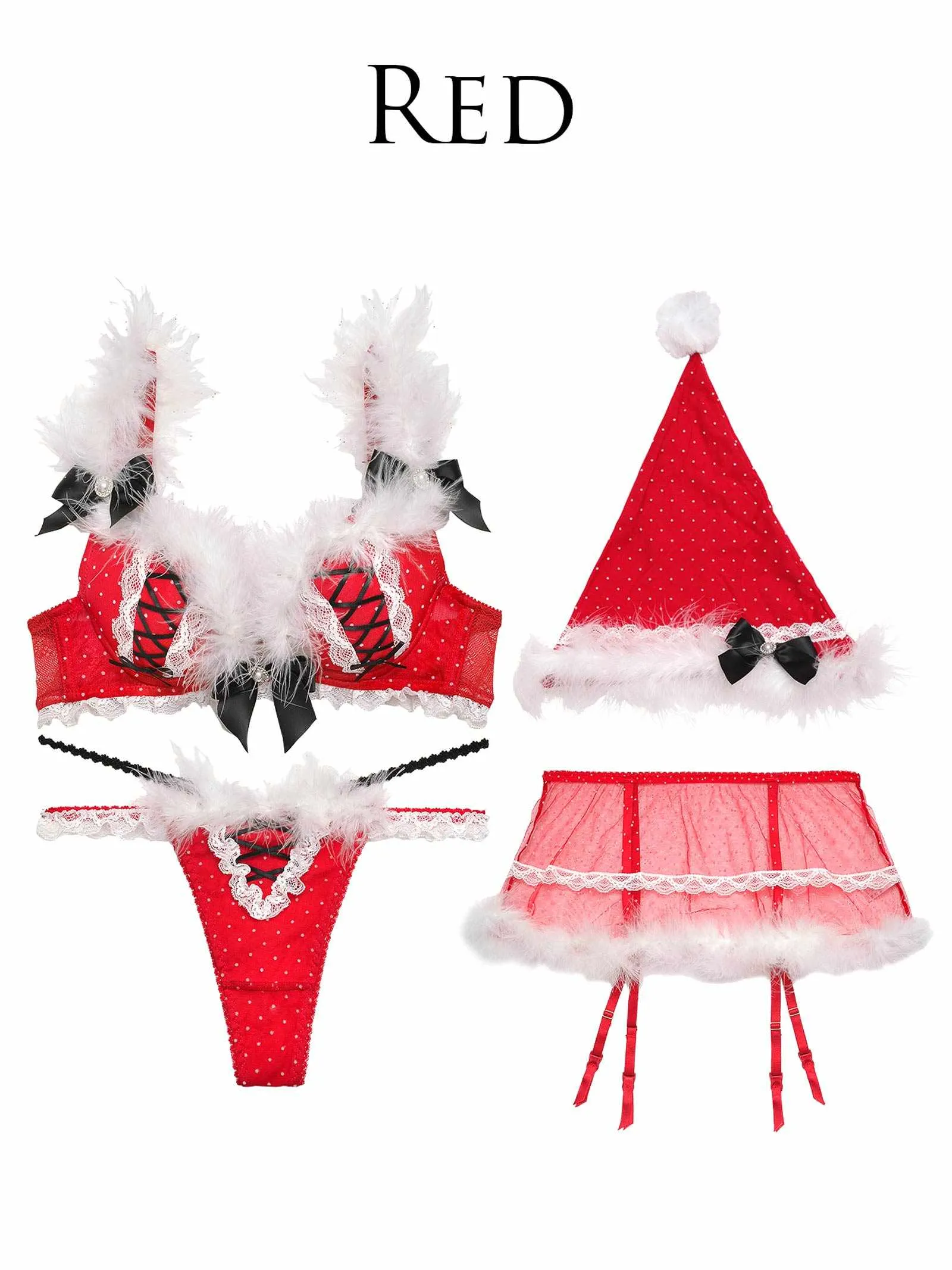 【明日花キララプロデュース-WhipBunny】Feather Dot Ribbon Santa Costume / フェザードットリボンサンタコスチューム