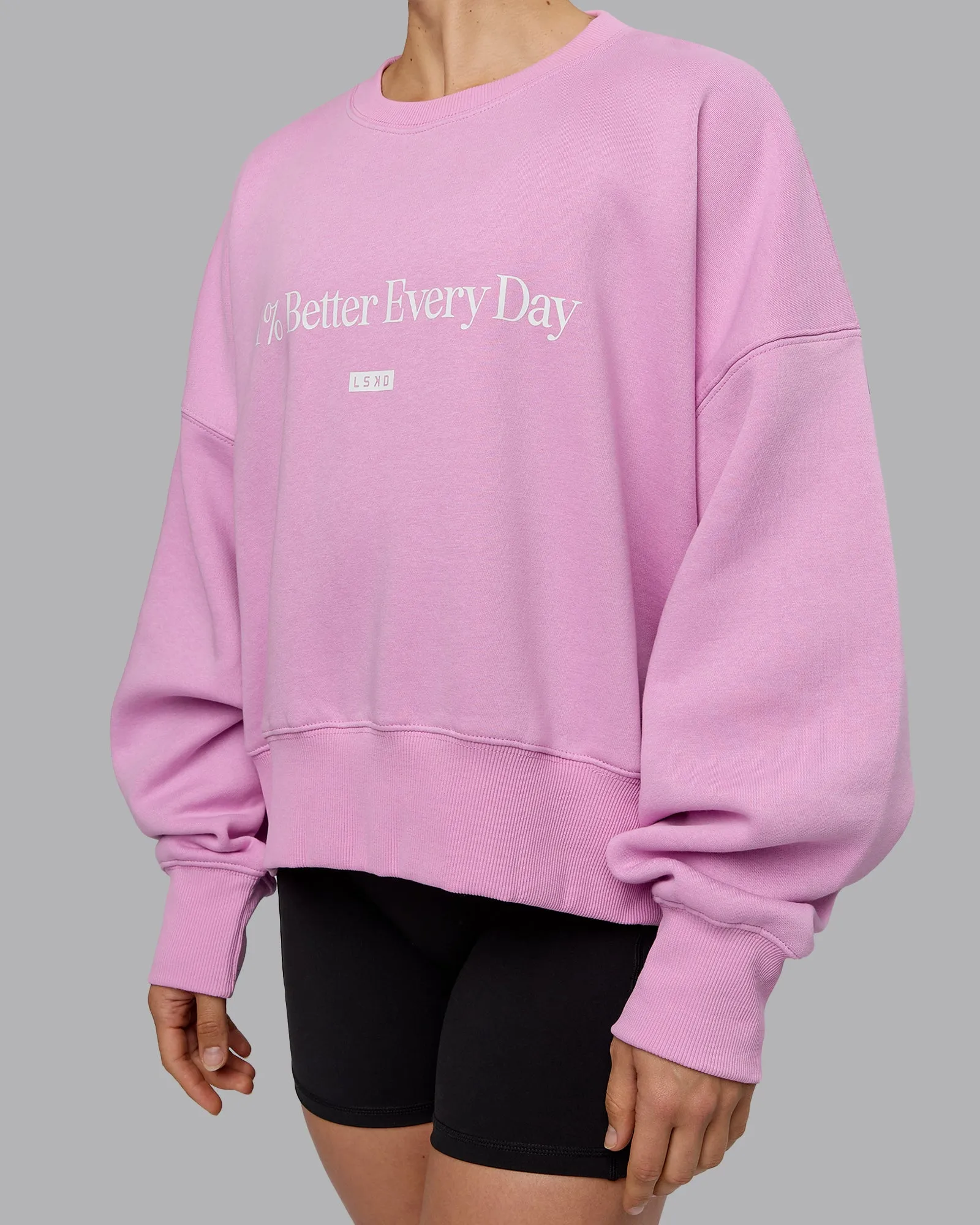 1% Better Heavyweight Sweater - Pastel Orchid-White