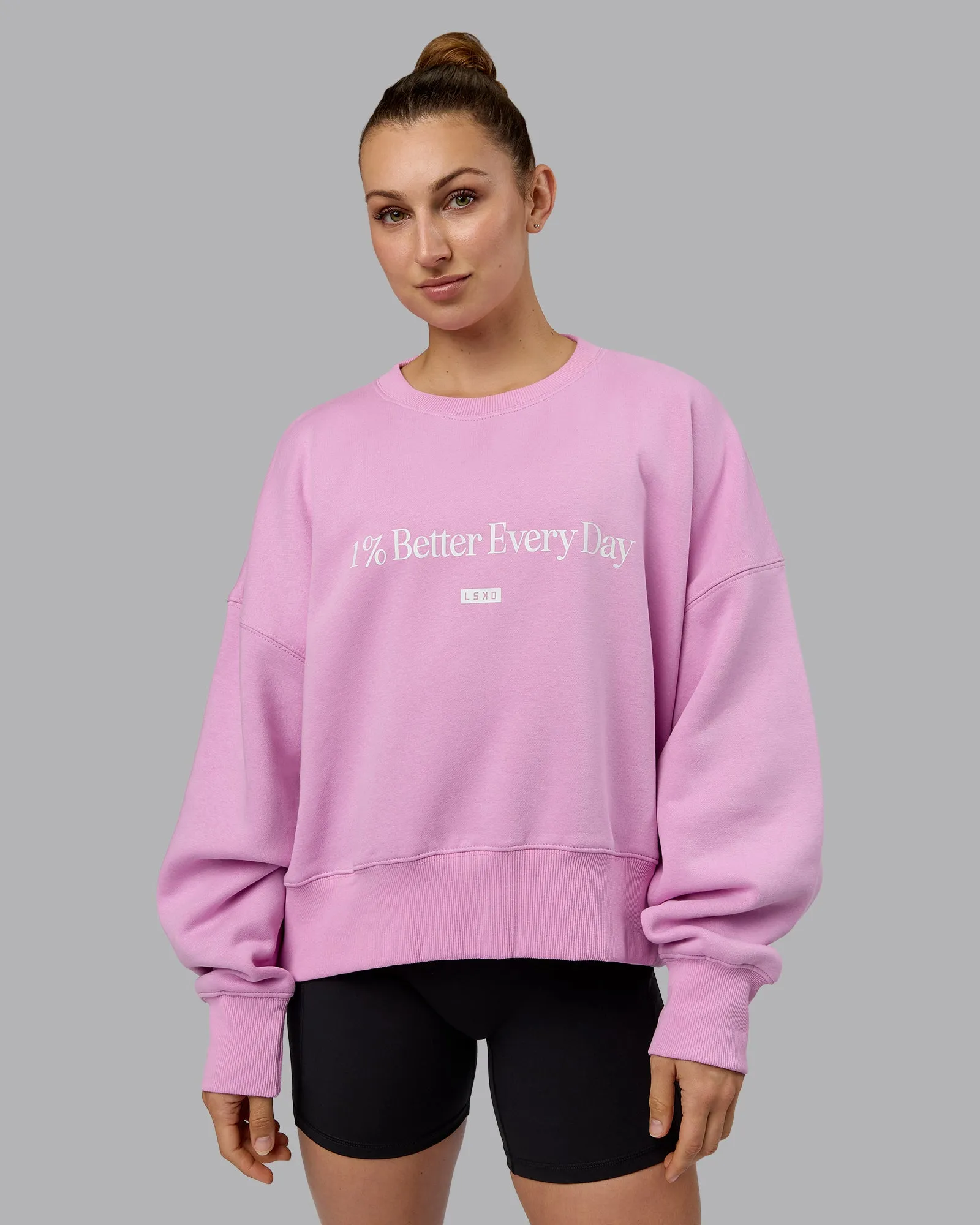 1% Better Heavyweight Sweater - Pastel Orchid-White