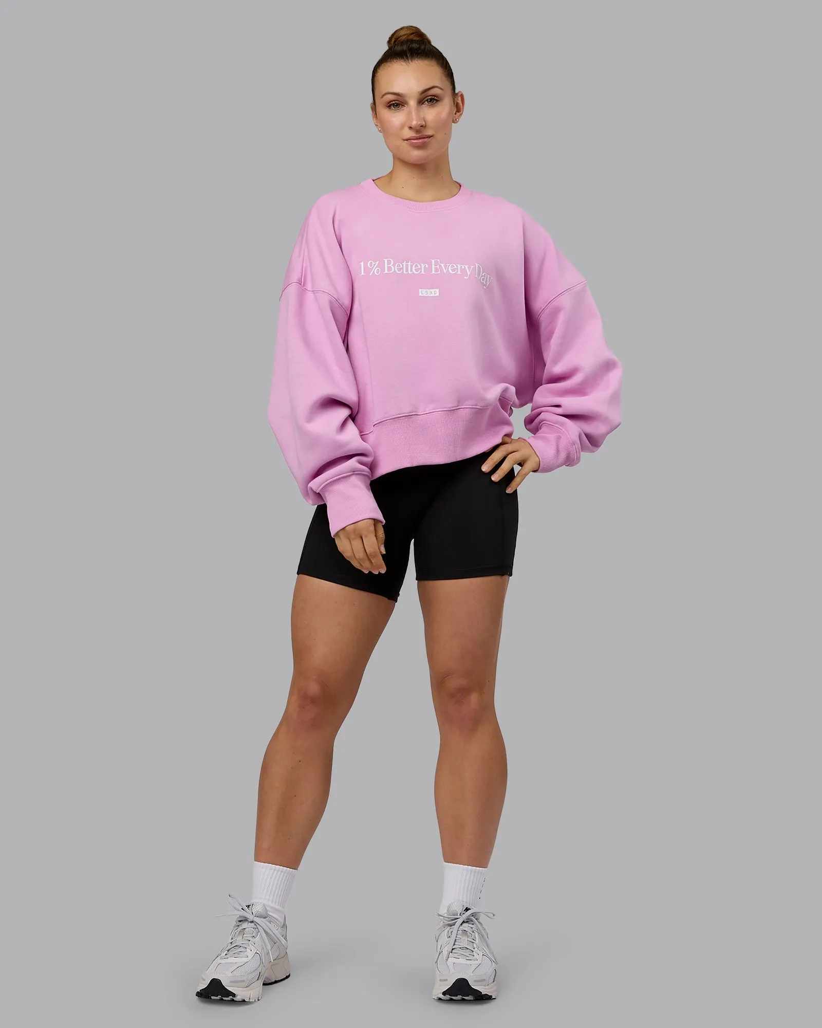 1% Better Heavyweight Sweater - Pastel Orchid-White