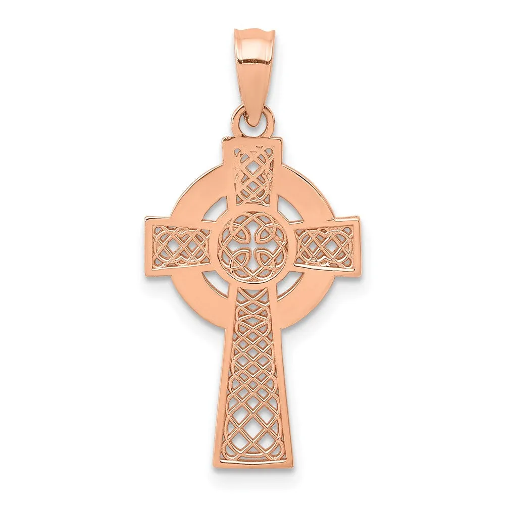 14k Rose Gold Celtic Cross Pendant