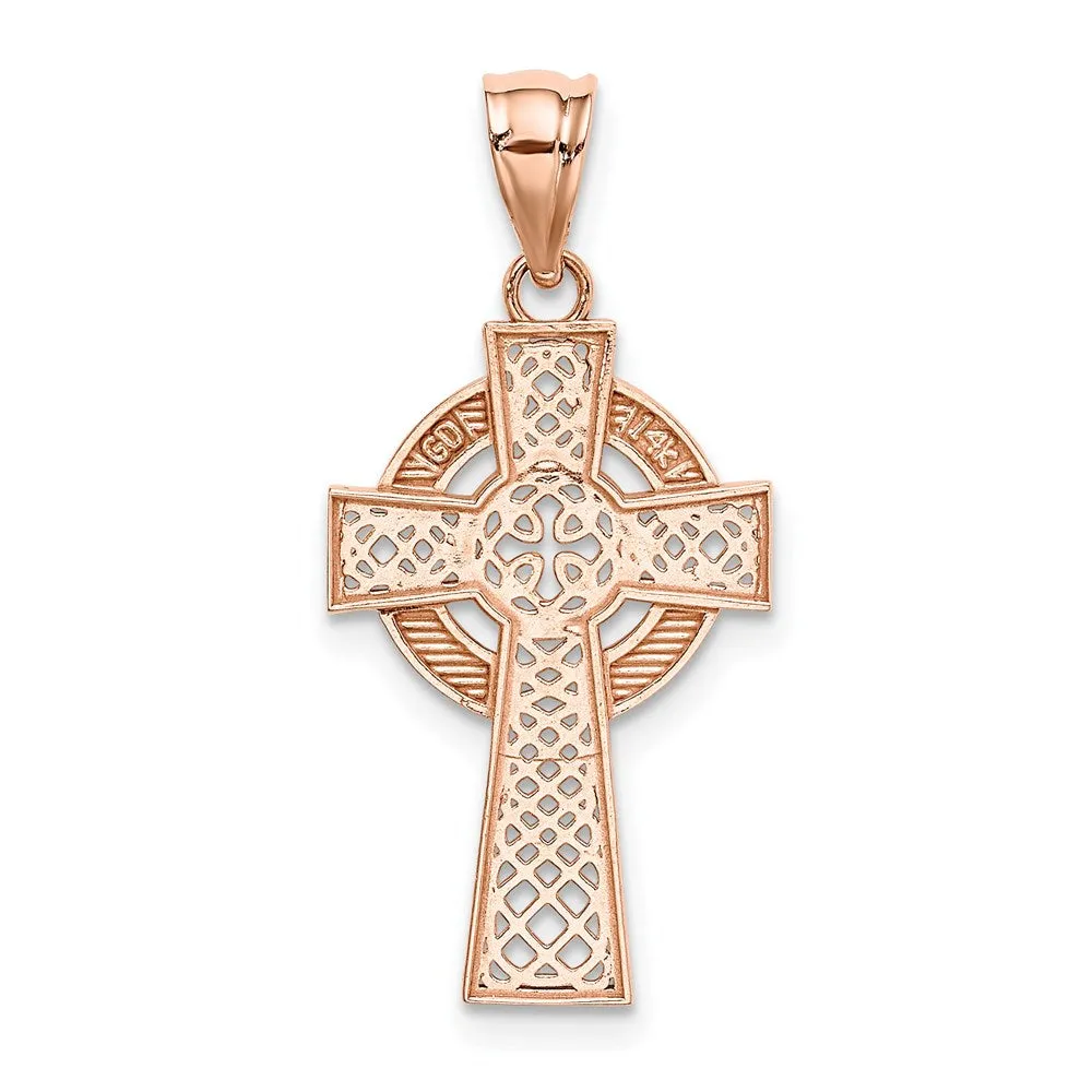 14k Rose Gold Celtic Cross Pendant