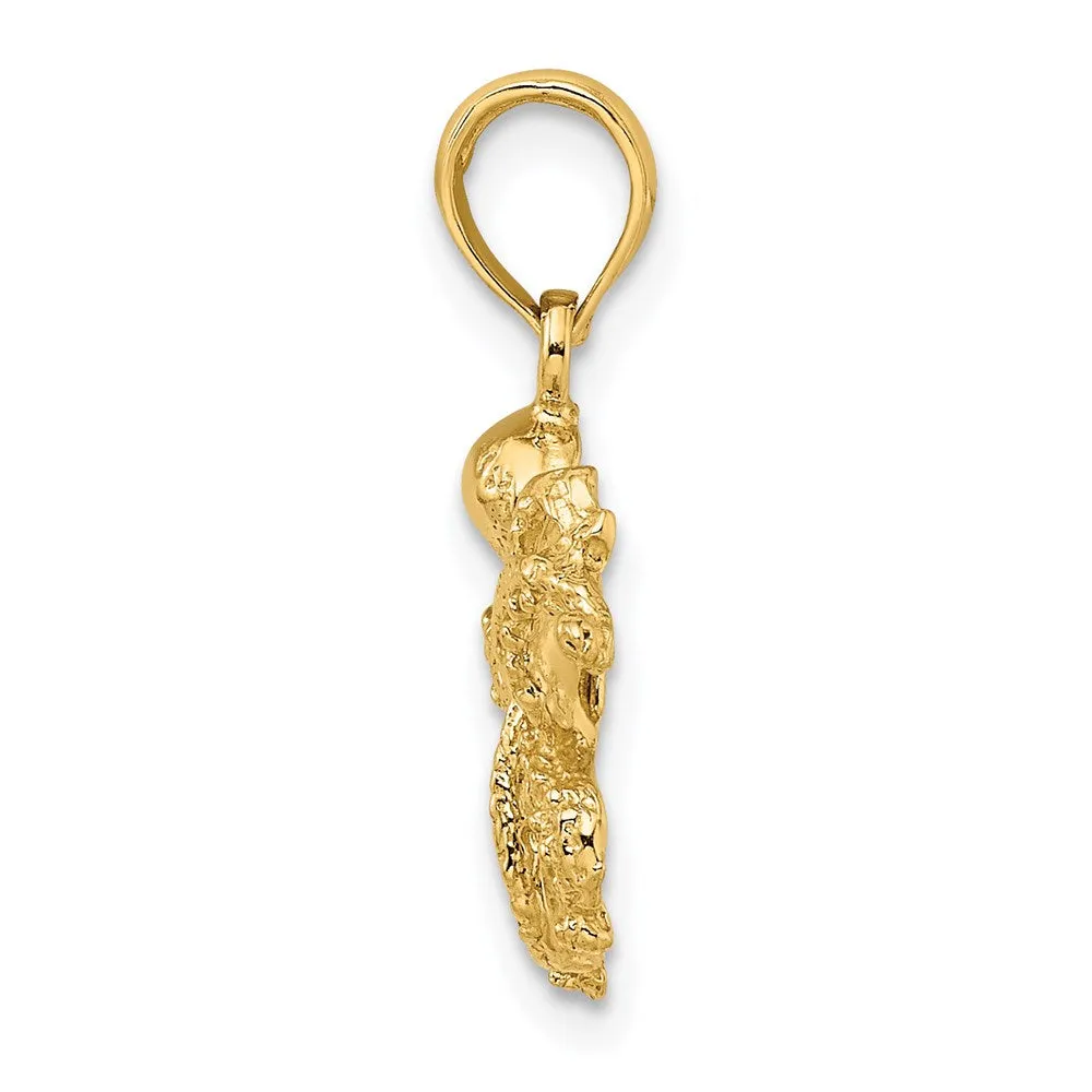 14K Textured Octopus Charm