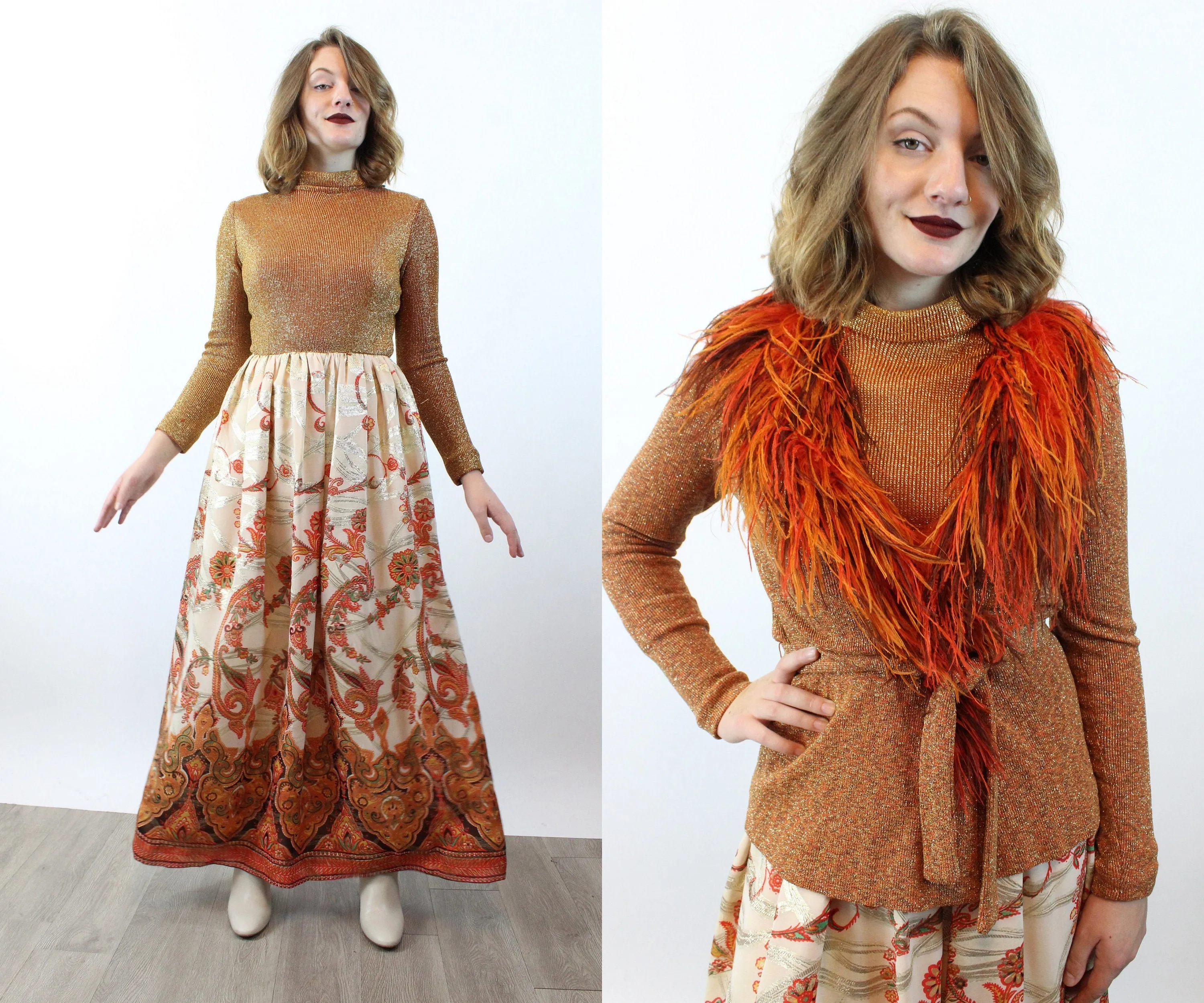 1960s VICTOR COSTA romantica marabou feather dress small | new winter