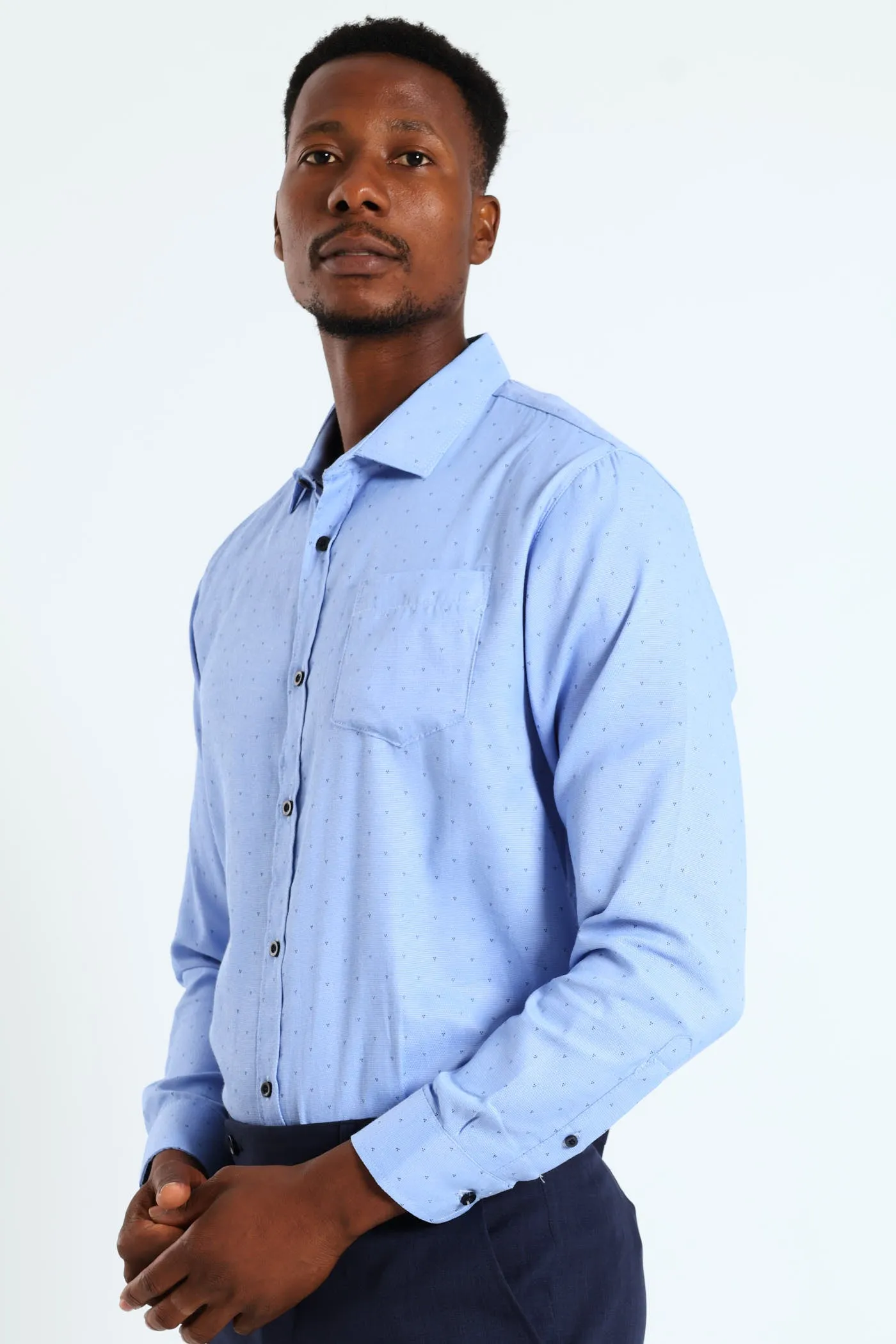 3 Spot Textured Shirt - Blue