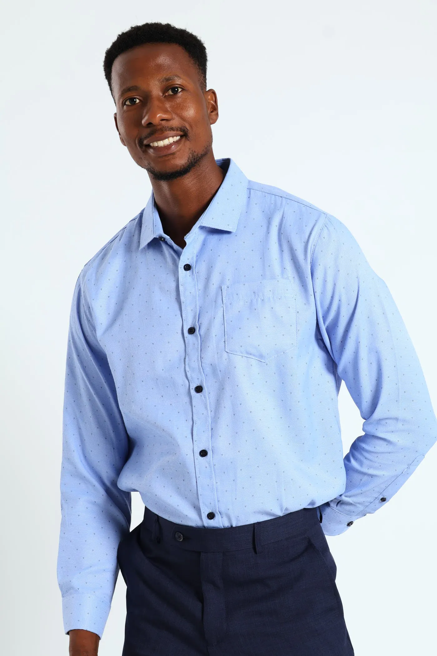 3 Spot Textured Shirt - Blue