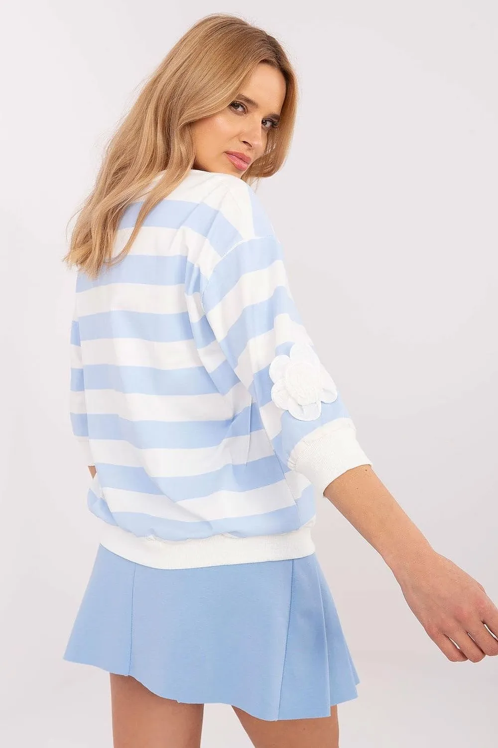 3/4 sleeves casual blue blouse