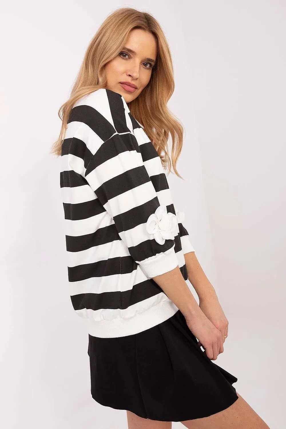 3/4 sleeves casual blue blouse