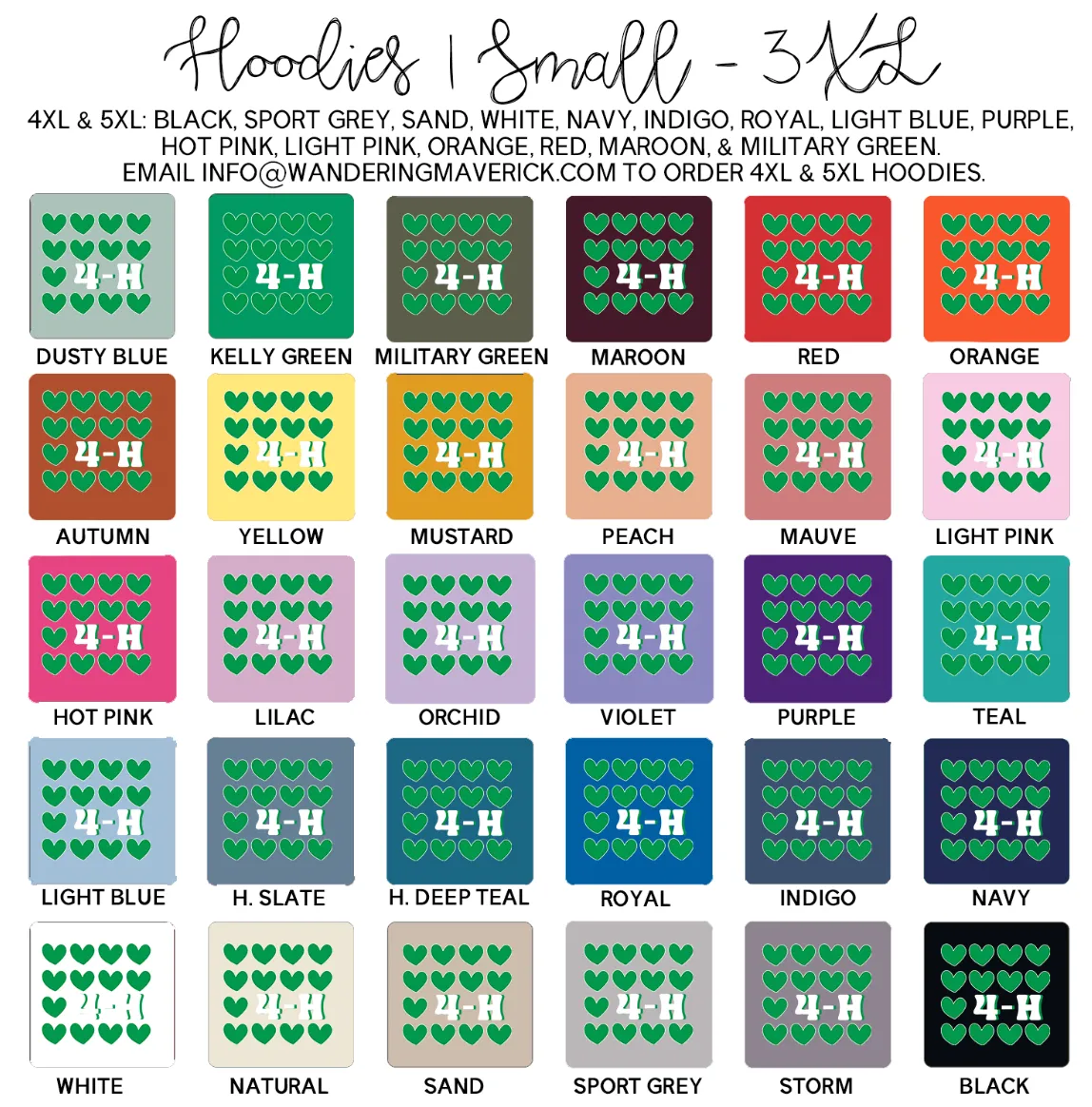 4-H Multiple Hearts Hoodie (S-3XL) Unisex - Multiple Colors!