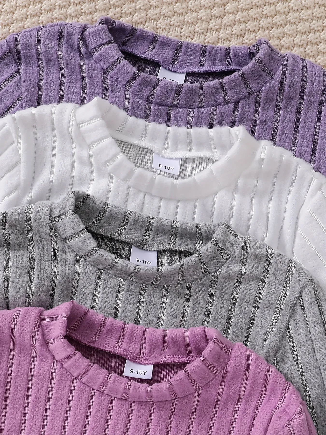 4pcs/set Cozy Ribbed Knit Long Sleeve Tops for Girls - Soft, Versatile, and Warm for Fall & Winter - Comfortable Girls Clothing for Casual Daily Wear