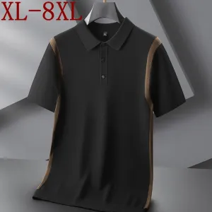 8XL 7XL 6XL 2024 New Autumn Top Grade Harajuku Wool Sweater Men Short Sleeve Lapel Mens Pullover Sweaters Soft Warm Pull Homme