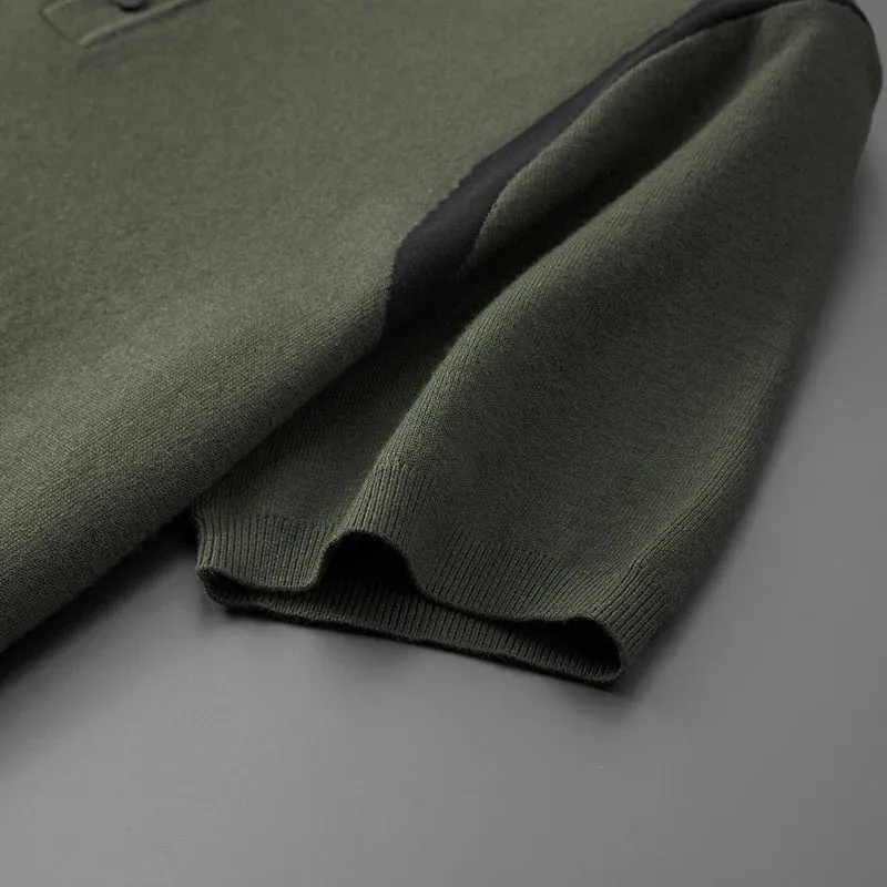 8XL 7XL 6XL 2024 New Autumn Top Grade Harajuku Wool Sweater Men Short Sleeve Lapel Mens Pullover Sweaters Soft Warm Pull Homme