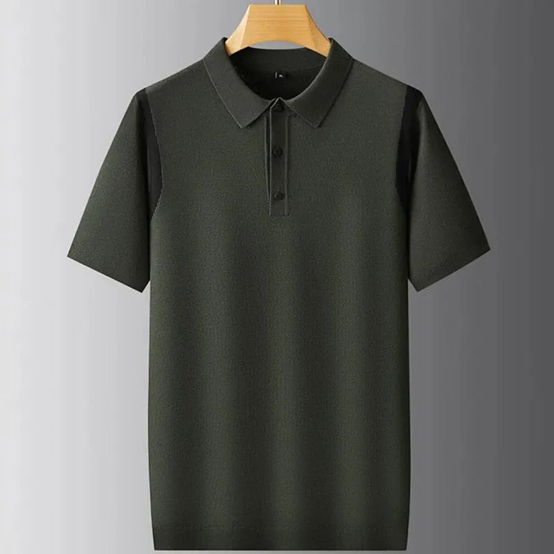 8XL 7XL 6XL 2024 New Autumn Top Grade Harajuku Wool Sweater Men Short Sleeve Lapel Mens Pullover Sweaters Soft Warm Pull Homme