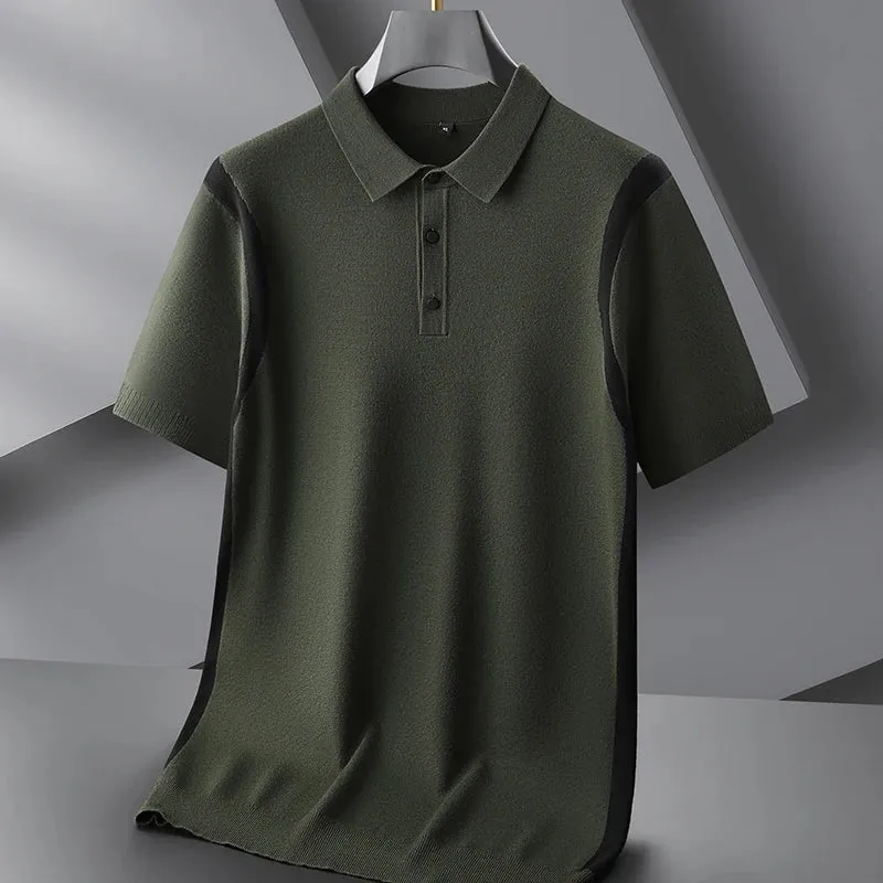 8XL 7XL 6XL 2024 New Autumn Top Grade Harajuku Wool Sweater Men Short Sleeve Lapel Mens Pullover Sweaters Soft Warm Pull Homme