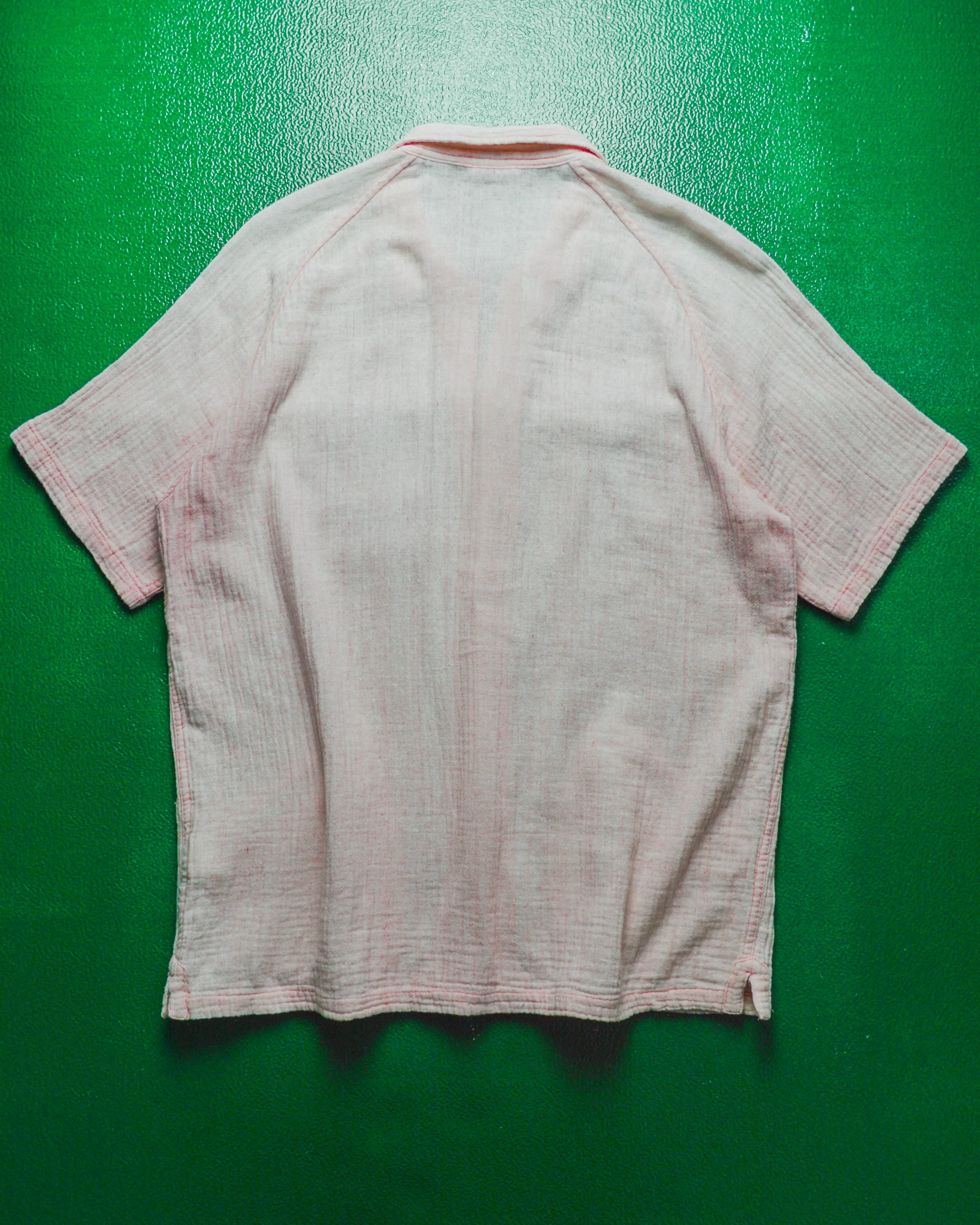 90s Baby Pink Textured Linen Shirt (~L~)