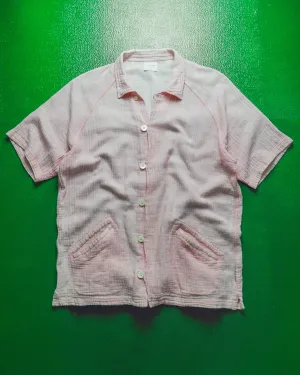 90s Baby Pink Textured Linen Shirt (~L~)