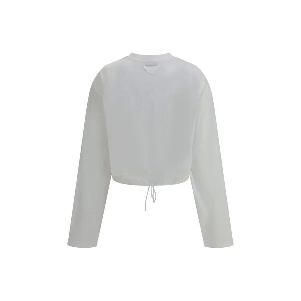 Adjustable ribbon hem long-Sleeve Top