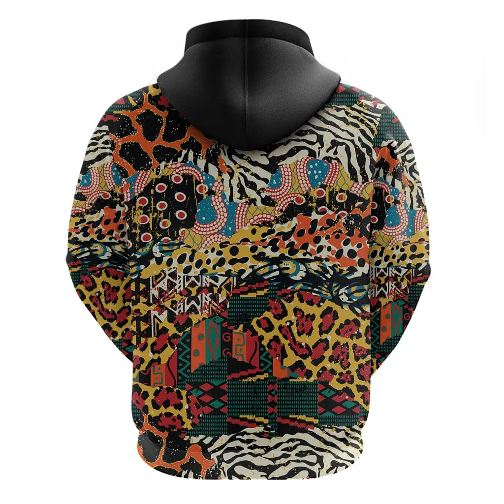 African Mixed Wild Animal Skins Zip Hoodie LT9