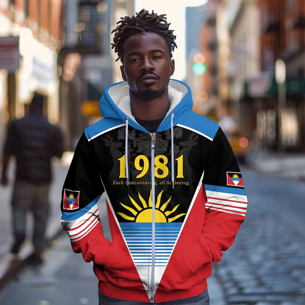 Afro-Antiguans and Barbudans 1981 Zip Hoodie Each Endeavouring All Achieving LT9
