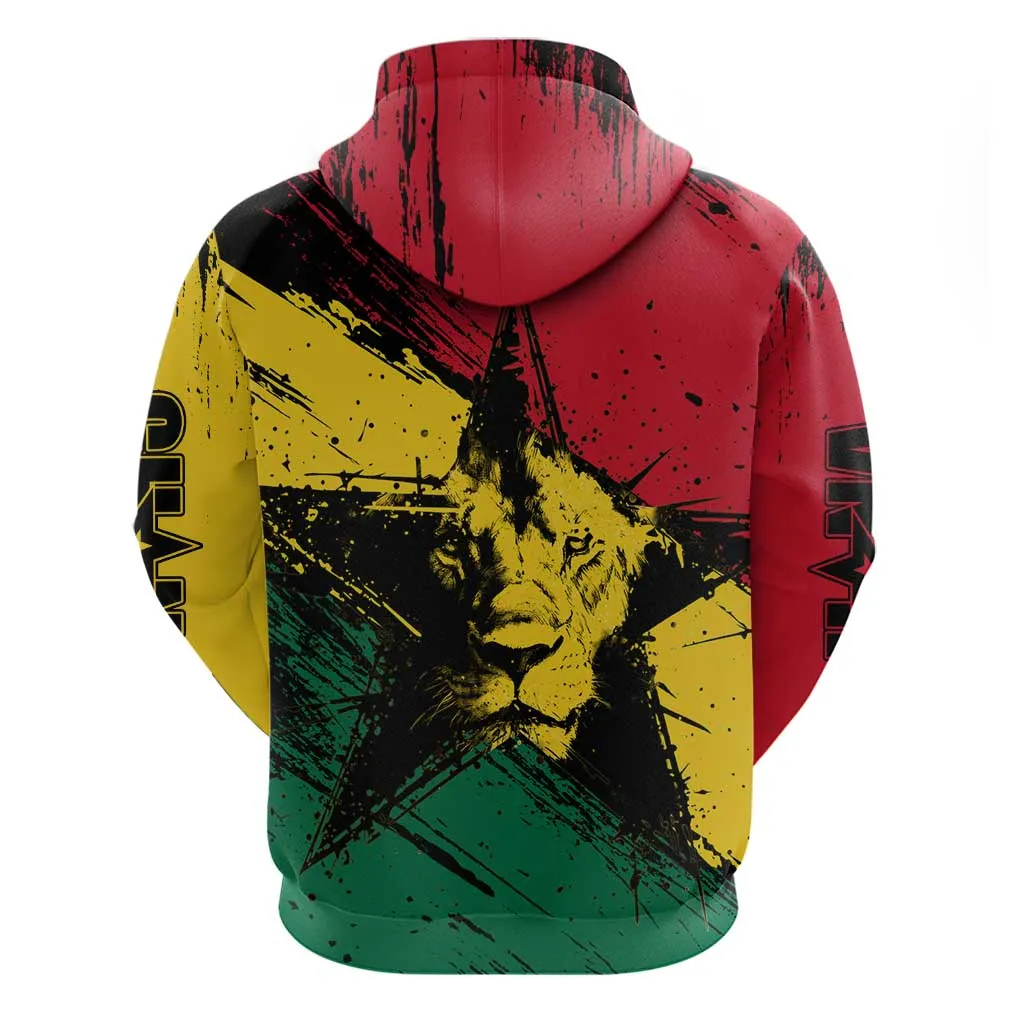 Afro Ghana Lion Hoodie Star Grunge Style TS04