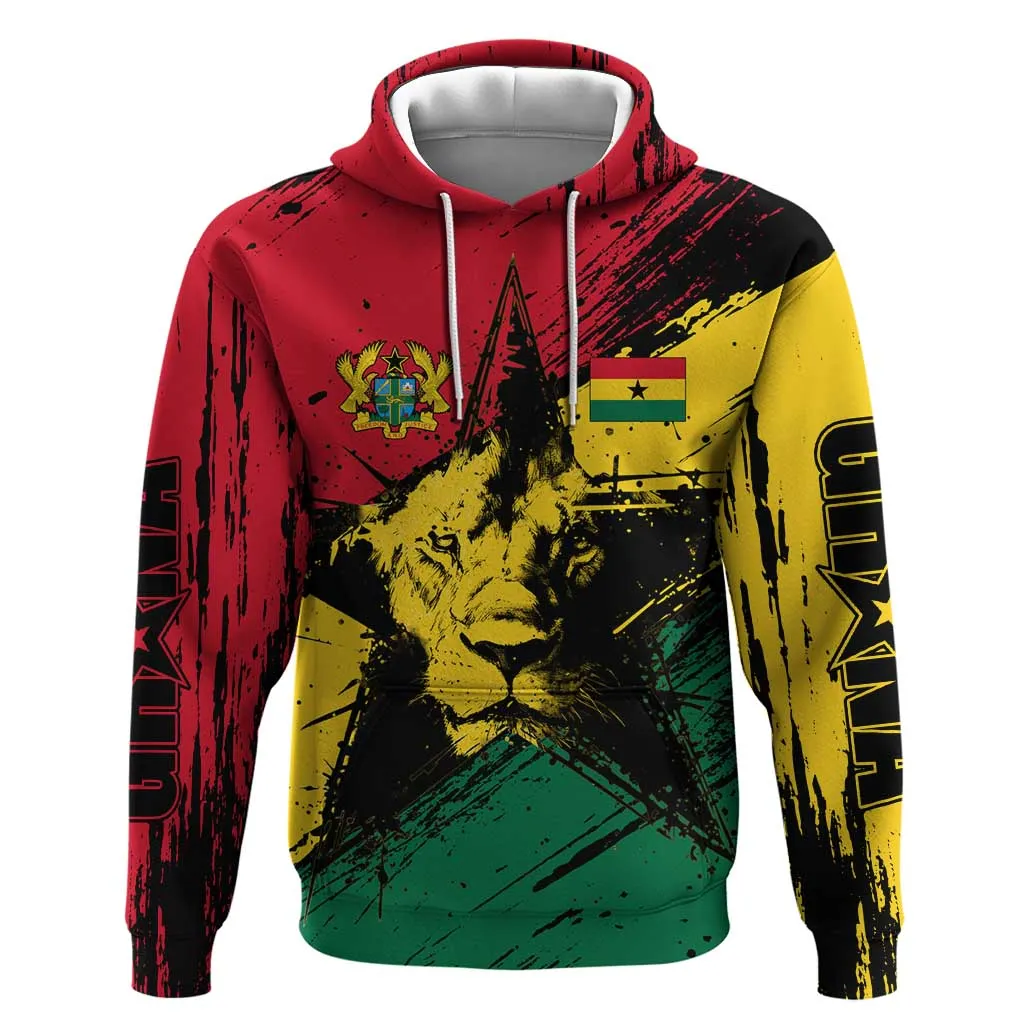 Afro Ghana Lion Hoodie Star Grunge Style TS04