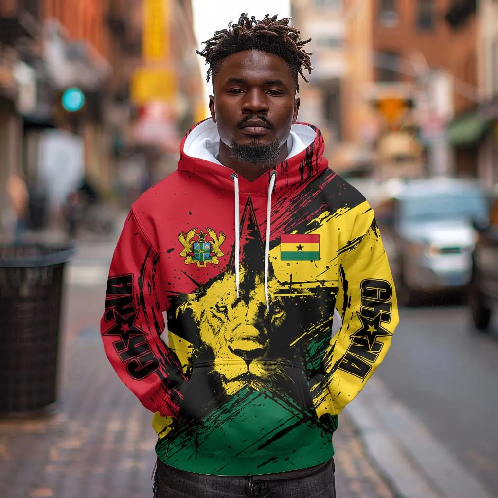 Afro Ghana Lion Hoodie Star Grunge Style TS04