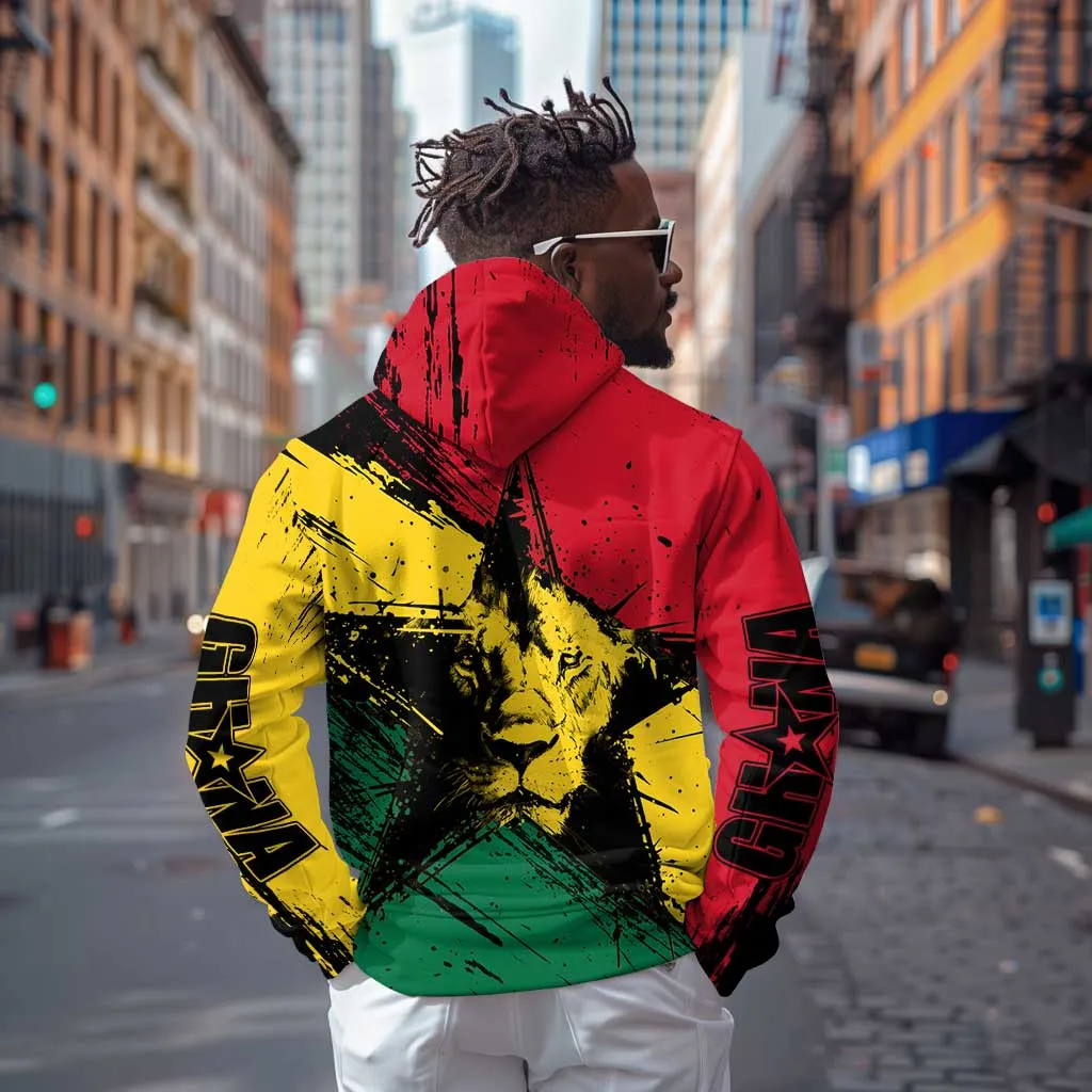 Afro Ghana Lion Hoodie Star Grunge Style TS04