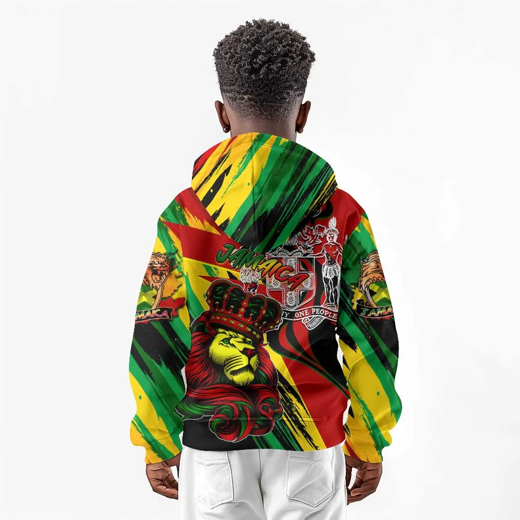 Afro Jamaica Lion Kid Hoodie Coat Of Arms Rastafarianism DT02