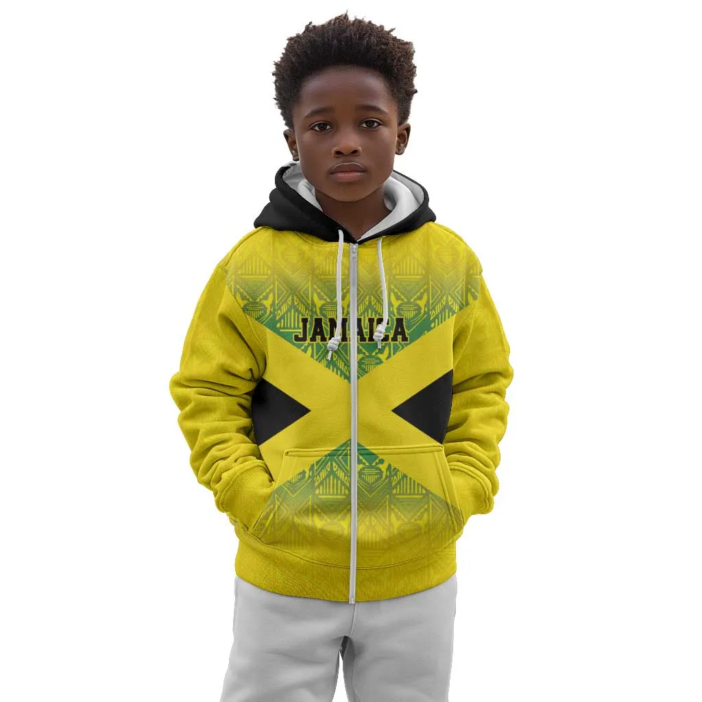 Afro-Jamaicans Custom Kid Hoodie Reggae Boyz With Traditional Pattern LT9