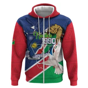 Afro Namibia Independence Day Zip Hoodie Namibian 1990 African Pattern LT14