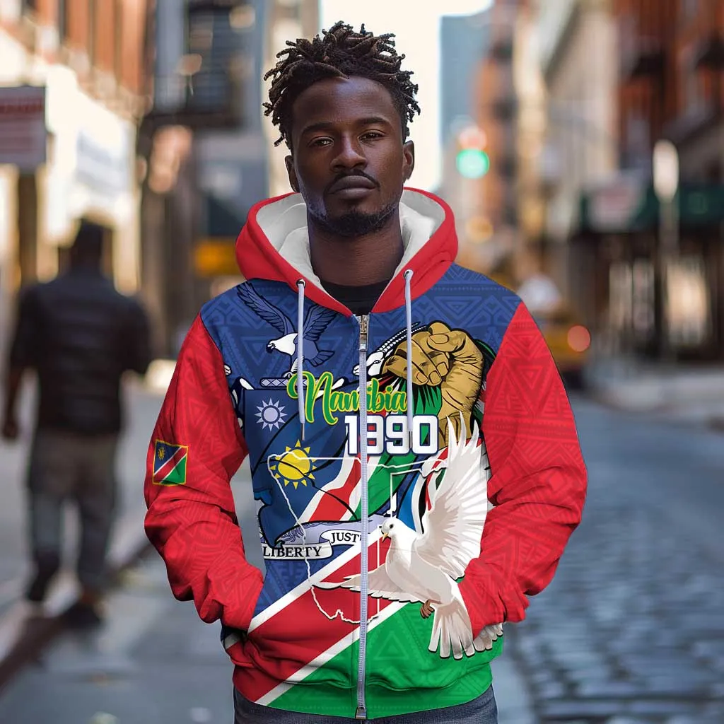Afro Namibia Independence Day Zip Hoodie Namibian 1990 African Pattern LT14