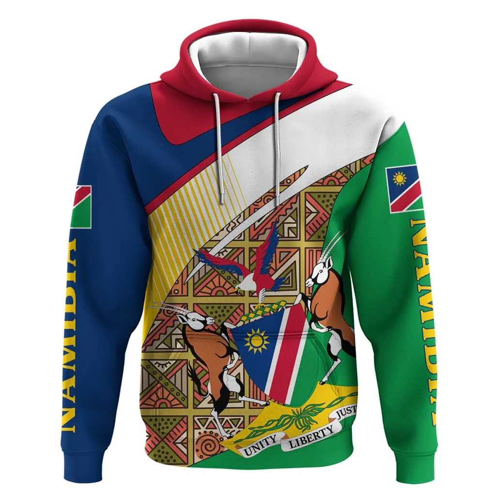 Afro Namibia Map Hoodie National Emblem and Cultural Motif Design TS04