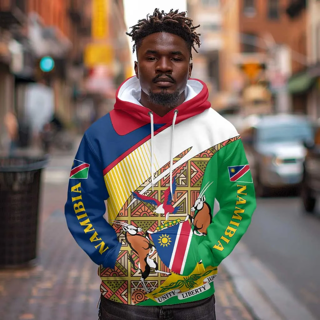 Afro Namibia Map Hoodie National Emblem and Cultural Motif Design TS04