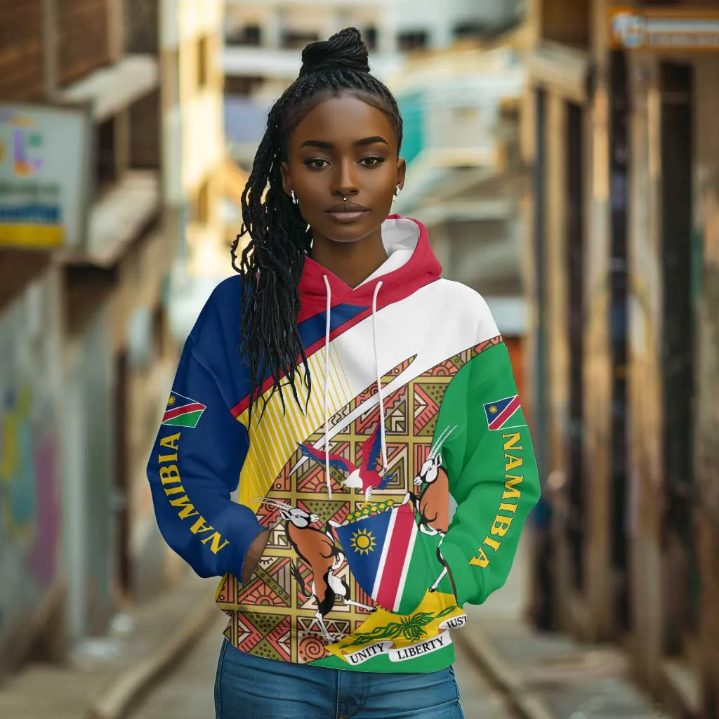 Afro Namibia Map Hoodie National Emblem and Cultural Motif Design TS04