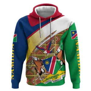 Afro Namibia Map Hoodie National Emblem and Cultural Motif Design TS04