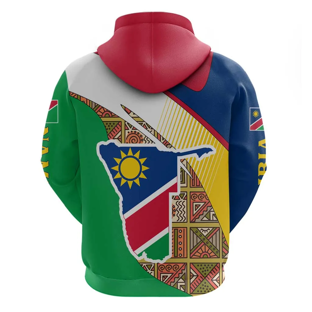 Afro Namibia Map Hoodie National Emblem and Cultural Motif Design TS04