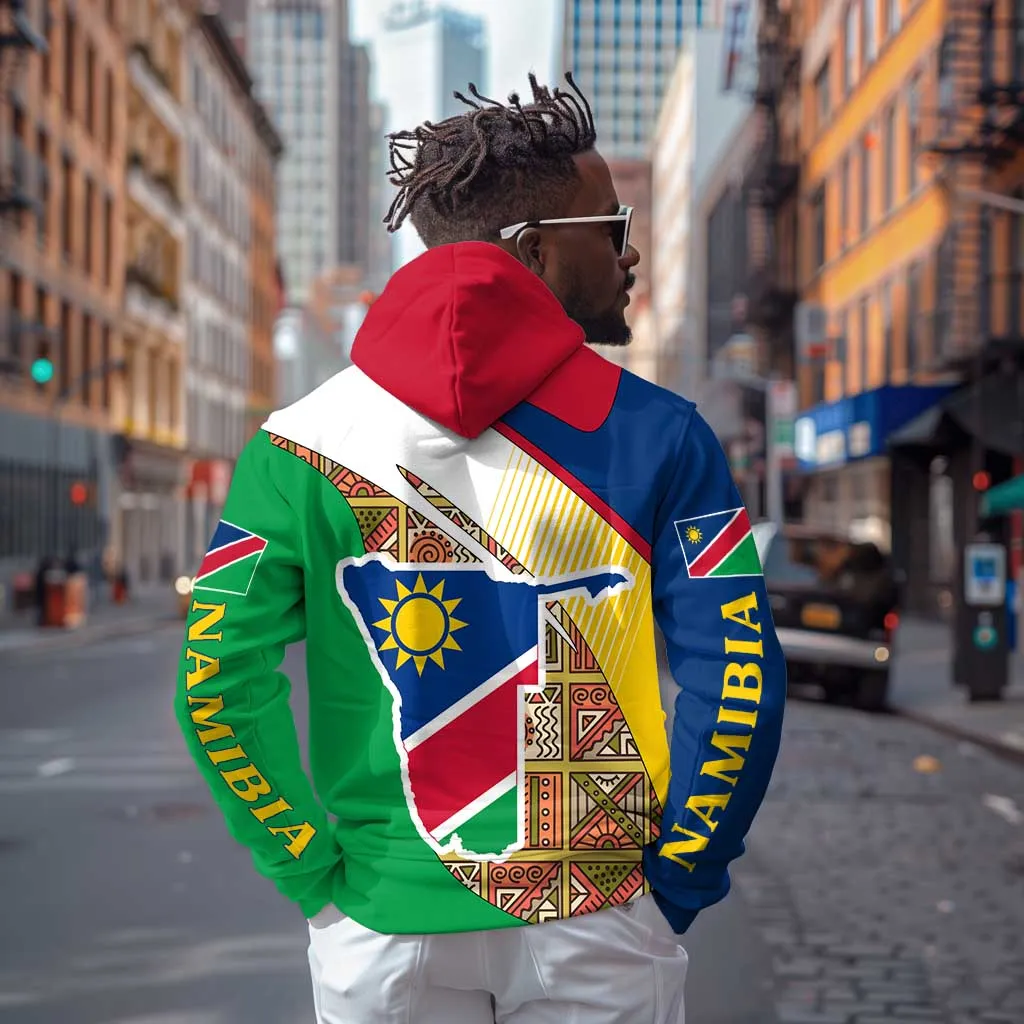Afro Namibia Map Hoodie National Emblem and Cultural Motif Design TS04