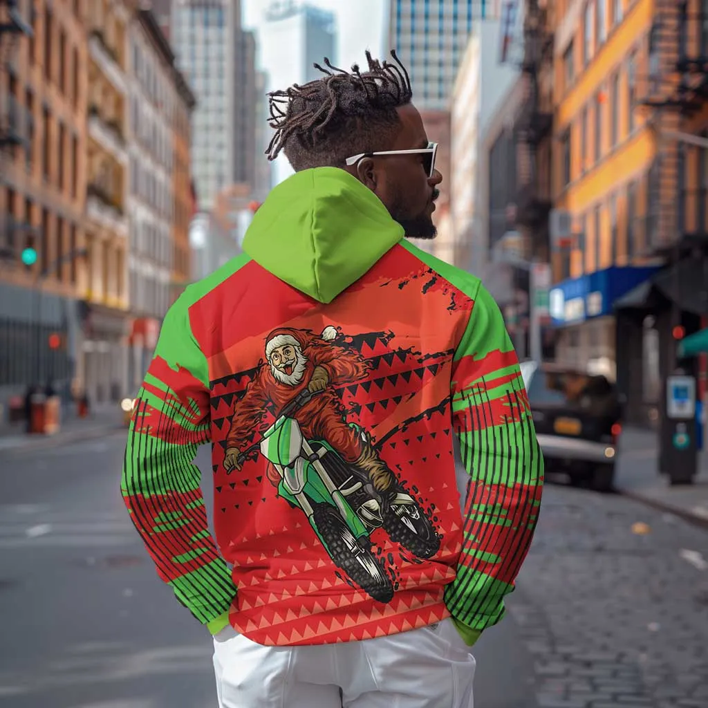 Afro Santa Braaap Zip Hoodie Motorcross Christmas DT03