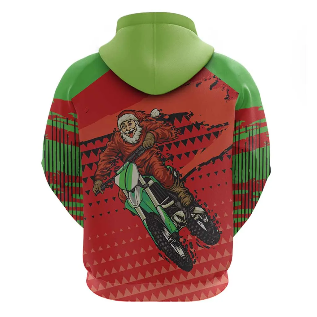 Afro Santa Braaap Zip Hoodie Motorcross Christmas DT03