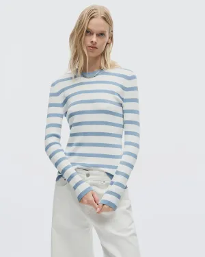 Agnes Long Sleeve Knit Top Blue Fog Stripe