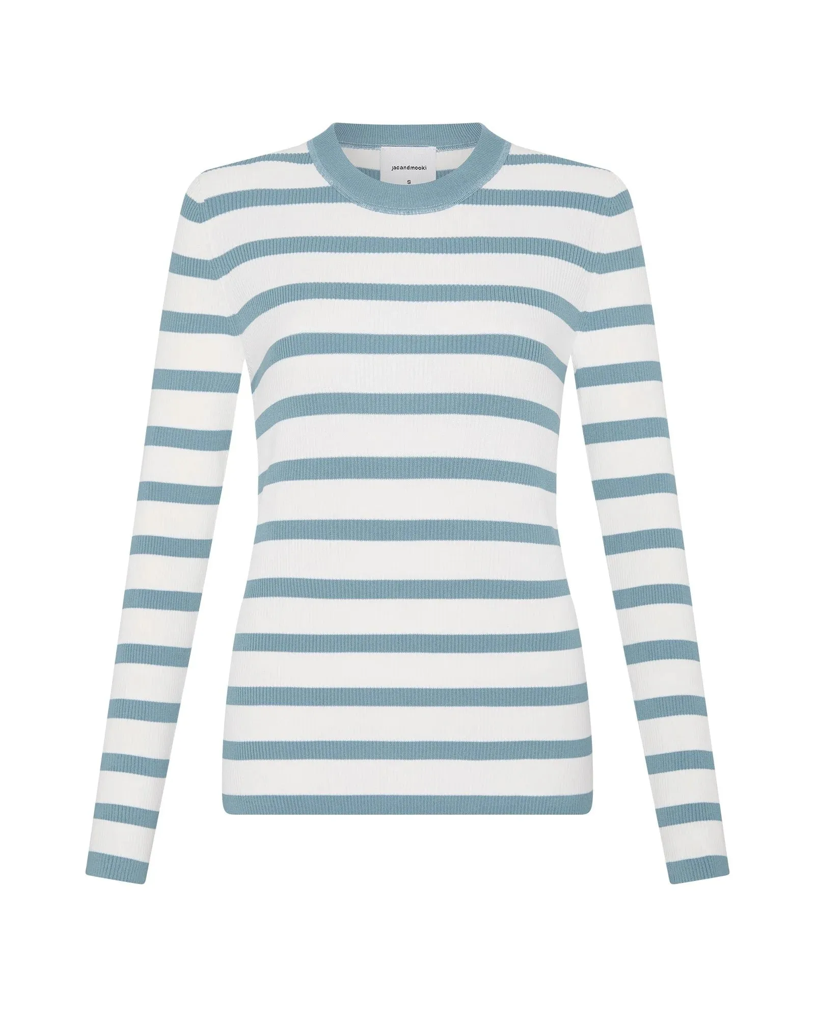 Agnes Long Sleeve Knit Top Blue Fog Stripe