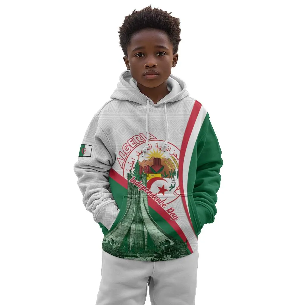 Algeria Independence Day Kid Hoodie Coat Of Arms With Maqam Echahid LT15