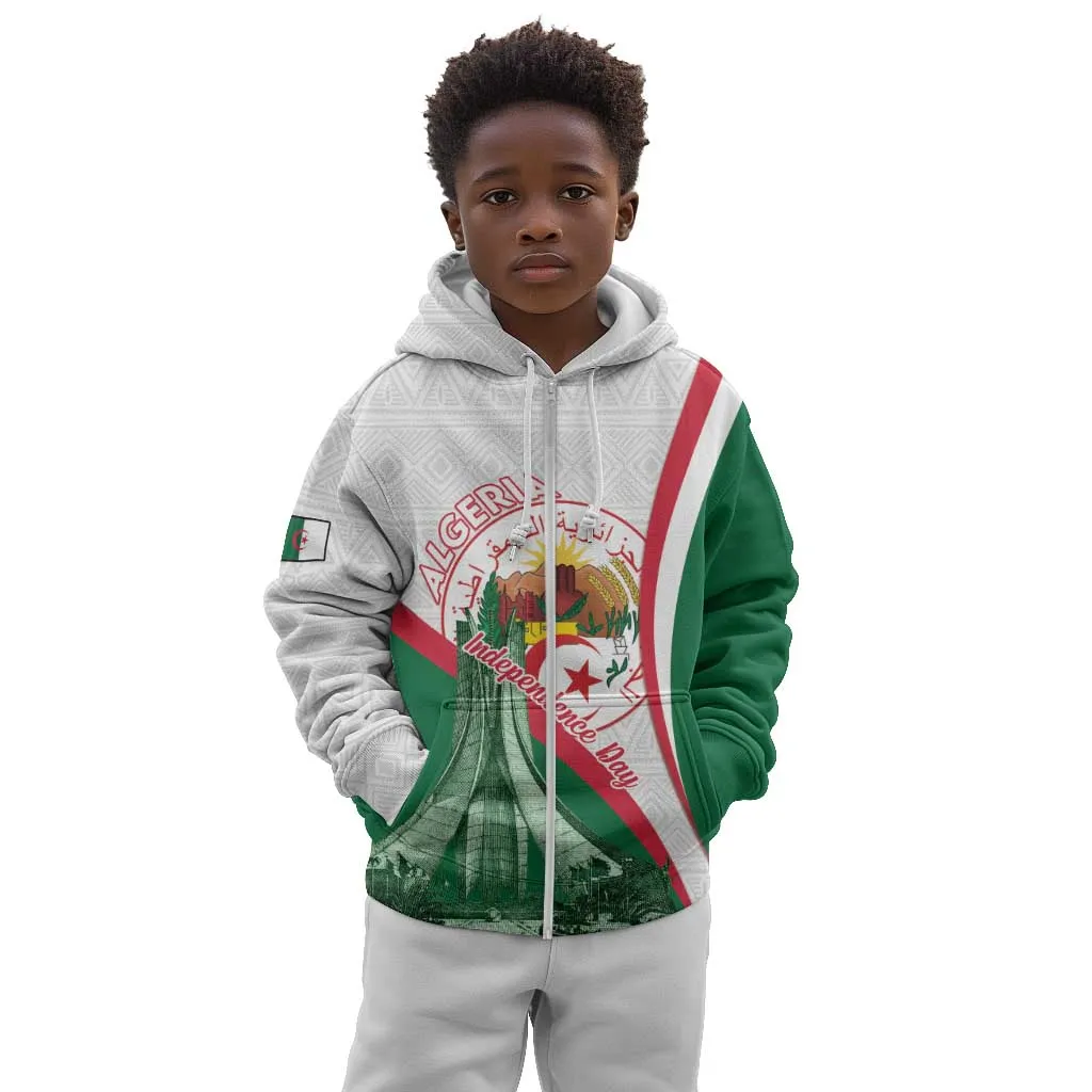 Algeria Independence Day Kid Hoodie Coat Of Arms With Maqam Echahid LT15