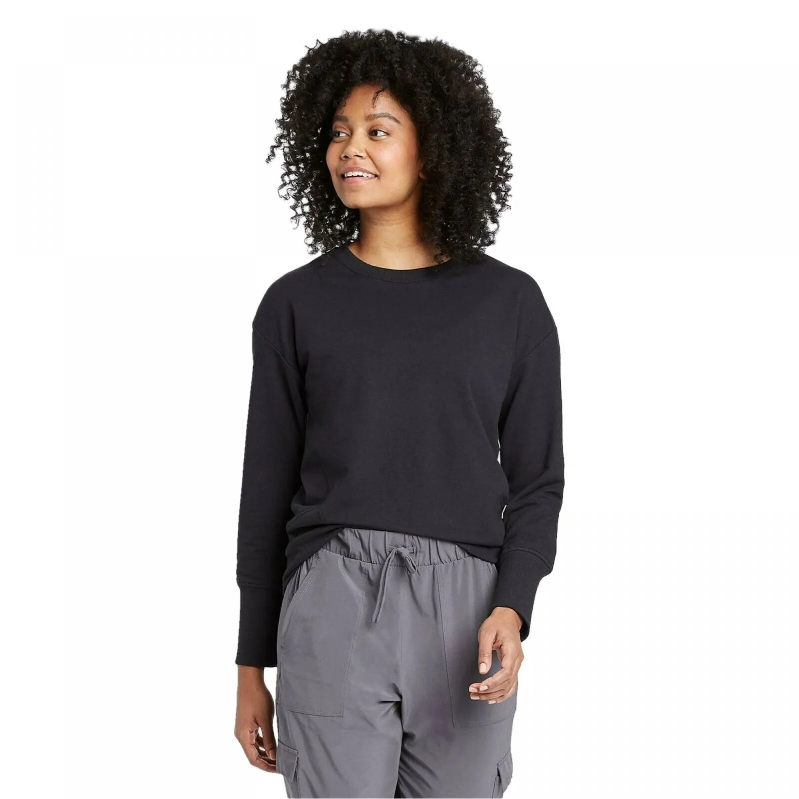 All In Motion Women's French Terry Crewneck Pullover Top