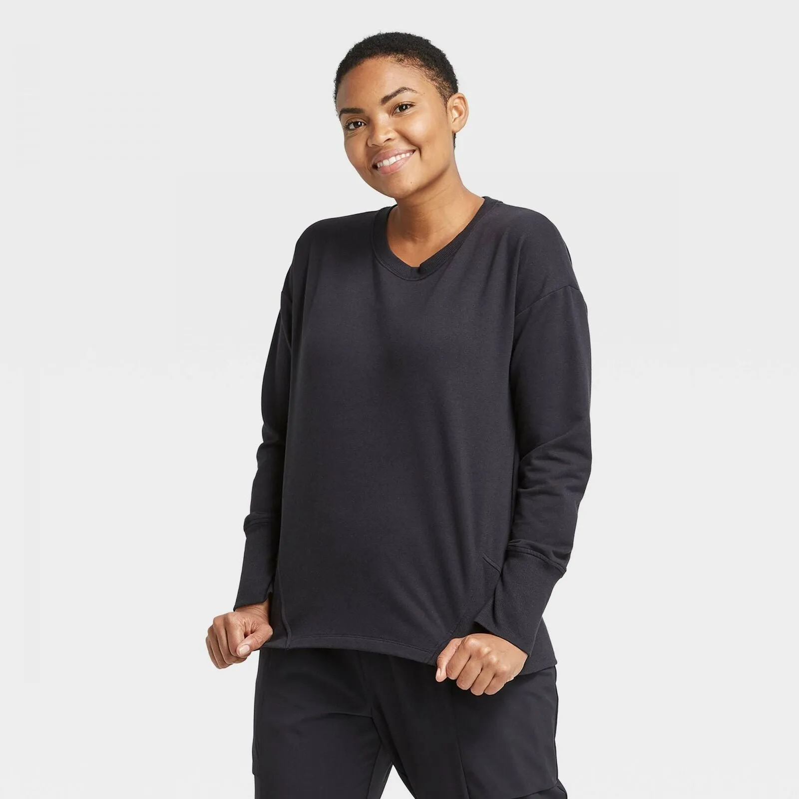 All In Motion Women's French Terry Crewneck Pullover Top