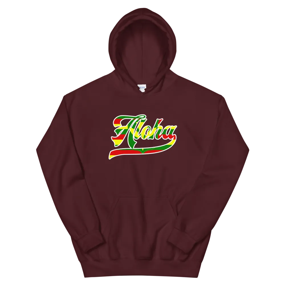 Aloha Script ~ Flag with White Border *ADULT HOODIE*