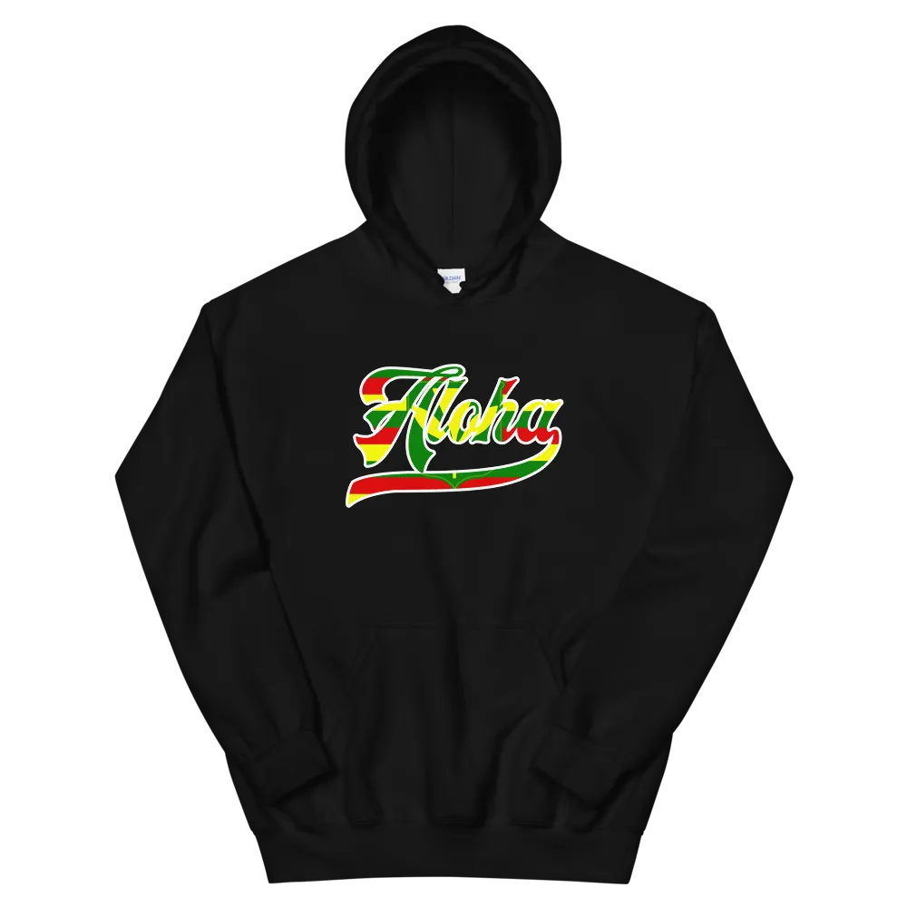 Aloha Script ~ Flag with White Border *ADULT HOODIE*
