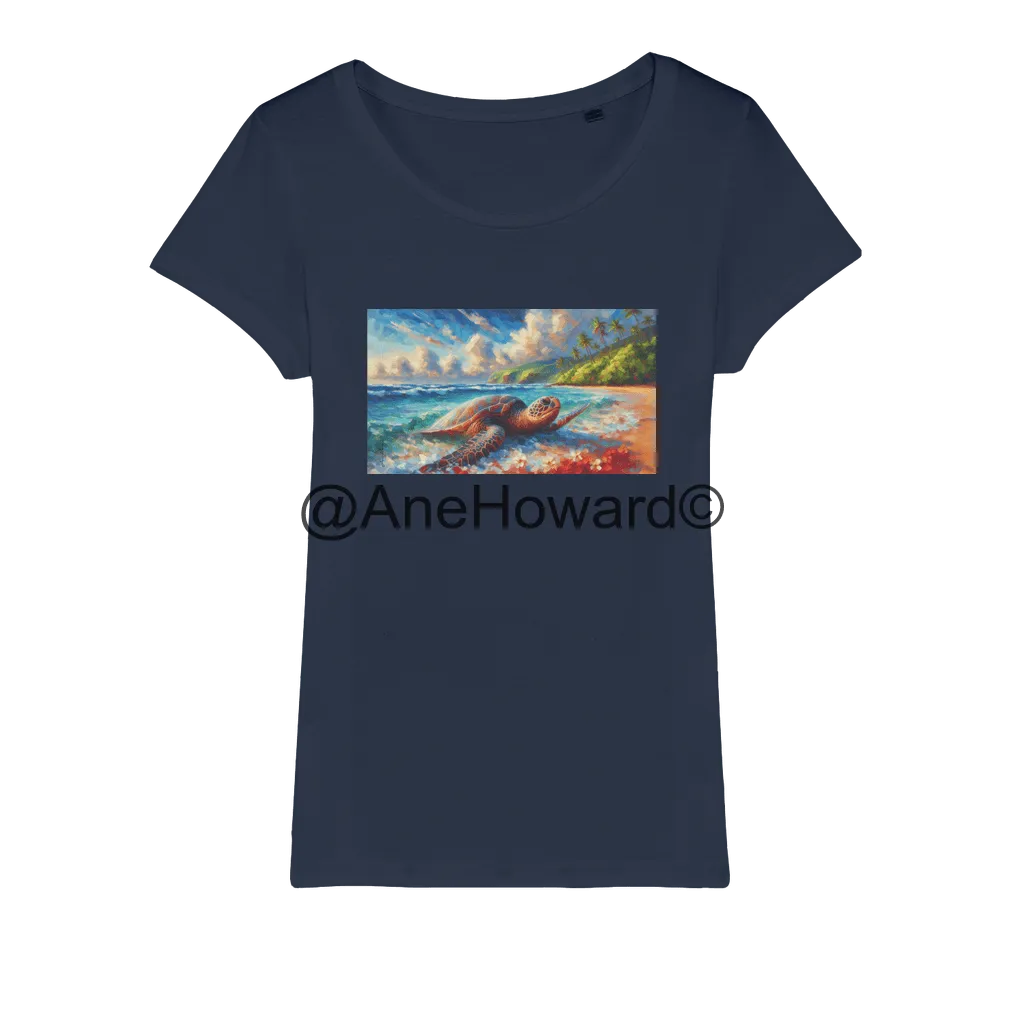 Aloha Sea Turtle Organic Cotton Jersey Womens T-Shirt